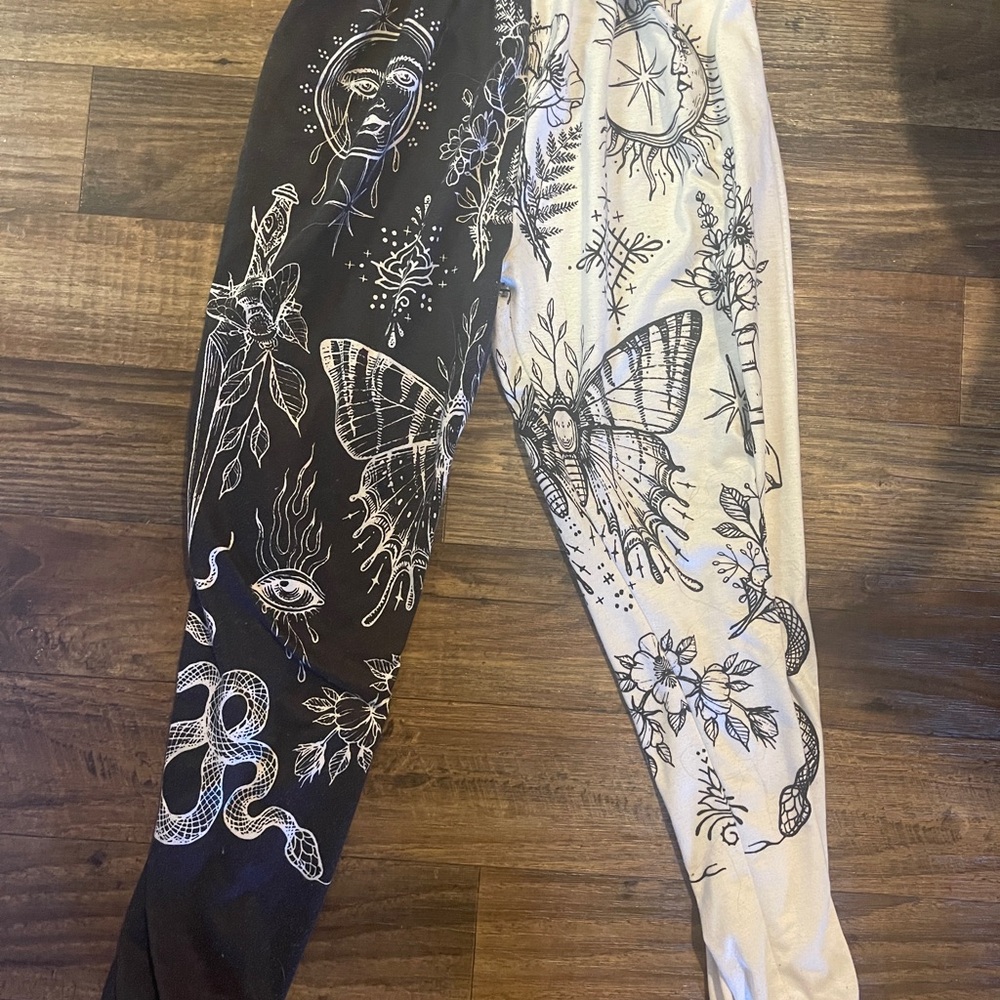 Black and Cream Graphic Print Pants SOLD